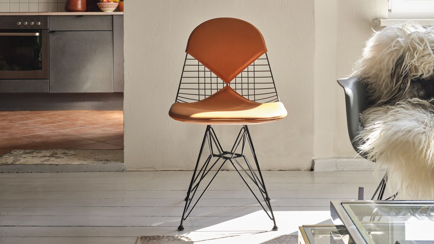 vitra wire chair mit auflage polster leder nachhaltig
